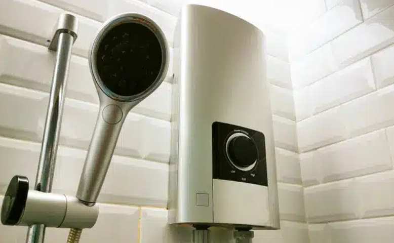A Tankless Water Heater in a shower