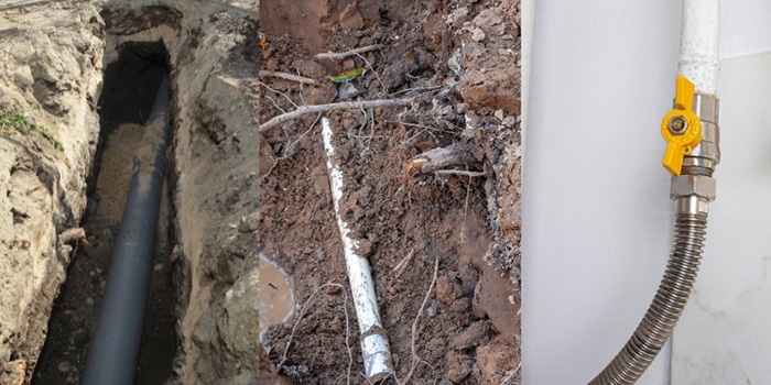 Water line in the ground properly installed.